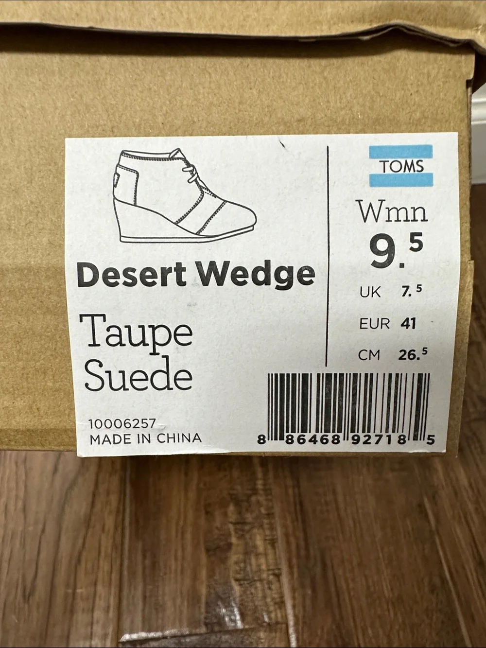 TOMS Taupe Suede Lace-Up Wedge Ankle Booties